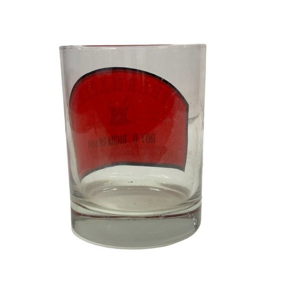 Vintage Mid Century Advertising Old Fashion Barware Glasses Pharmacist Set of 6